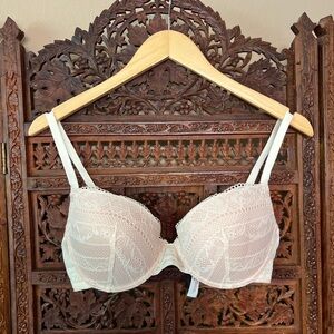 Adore Me Cream Lace Padded Bra